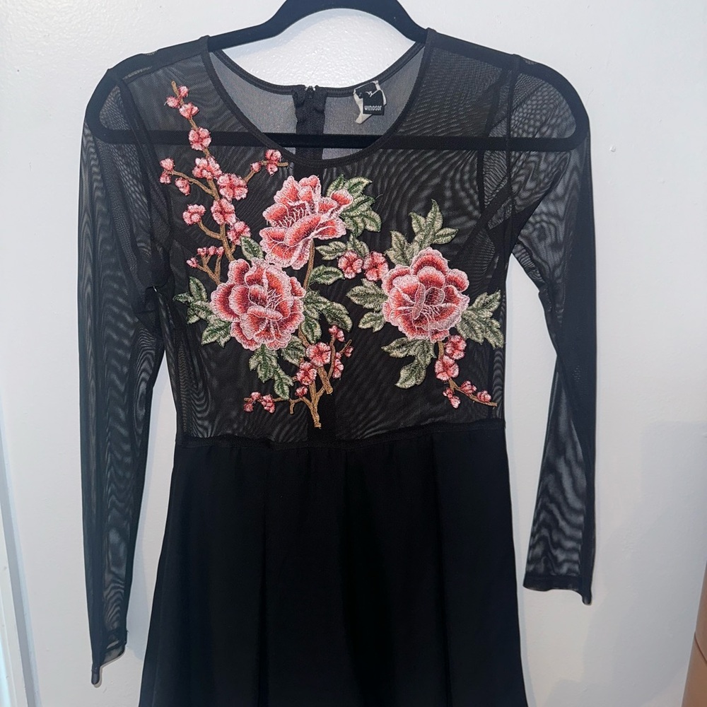 Windsor Black Floral Embroidered Jumpsuit